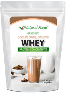 Chocolate Caramel Cappuccino Whey Concentrate front of the bag image 1 lb