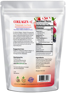 Back of the bag image of Collagen + C Pomegranate Acai Flavor 1 lb