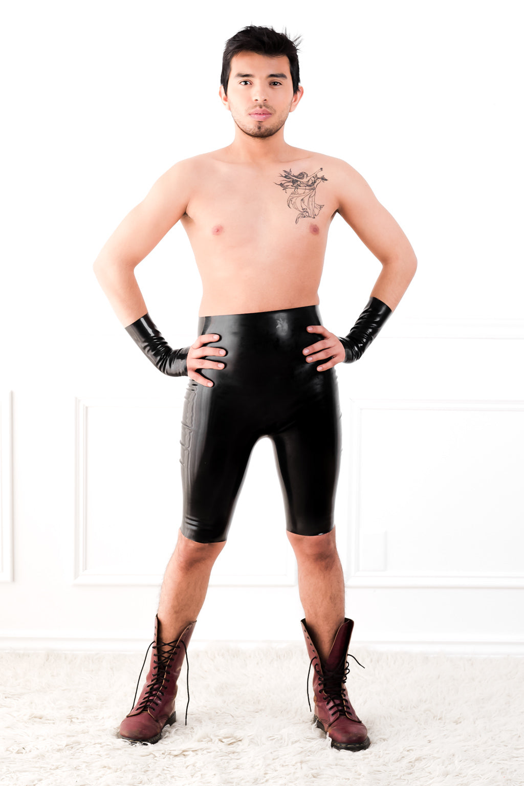 High Waisted Latex Bermuda Shorts | Chez Noir Latex