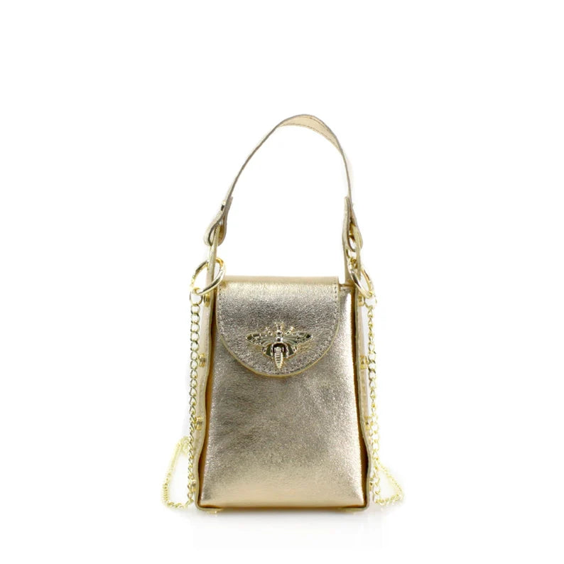 Mini Leather Bee Bag  Cream - Susie O's Handbags