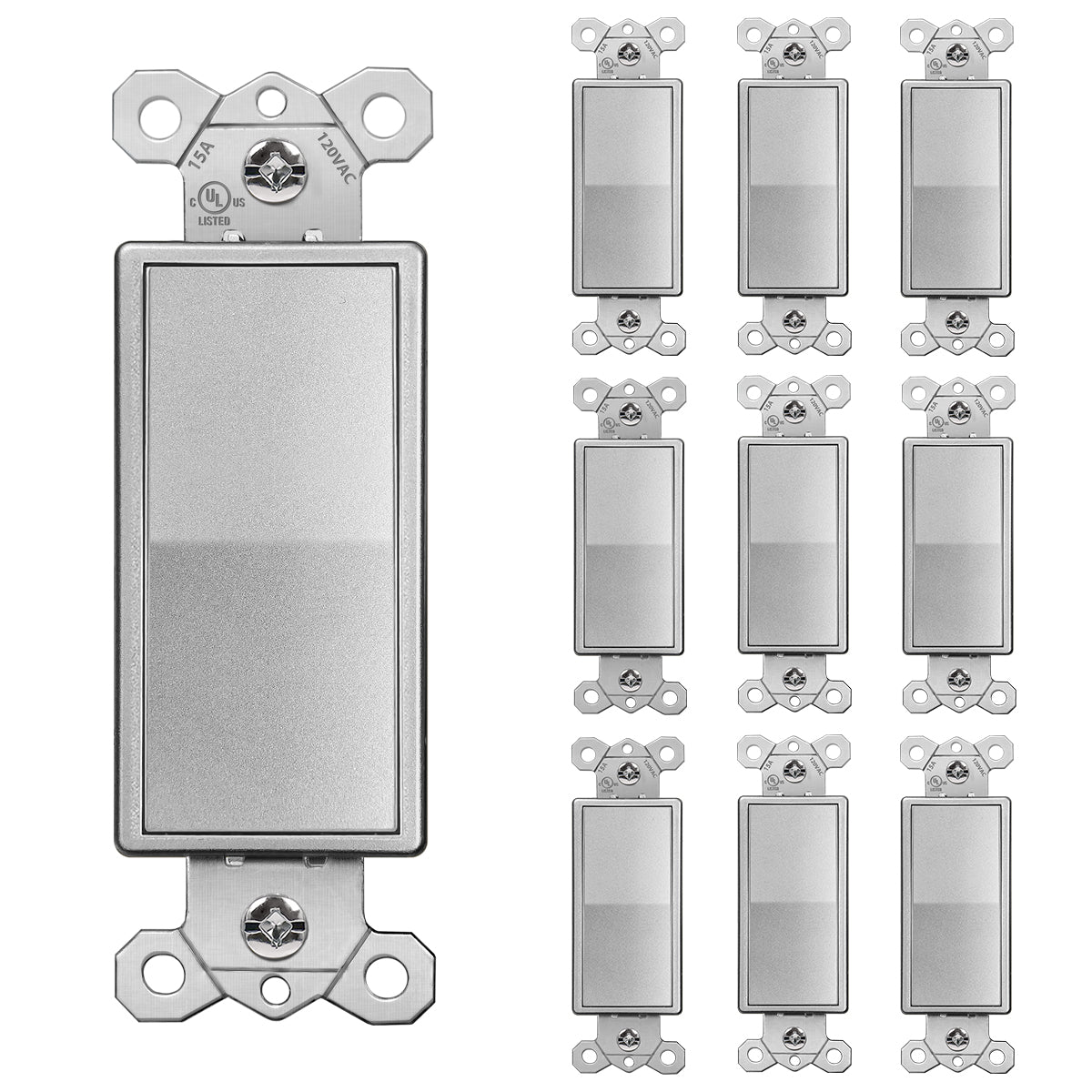 10 Pack] BESTTEN Silver Single Pole Light Switch, Decorator Wall Swit –  BESTTEN US