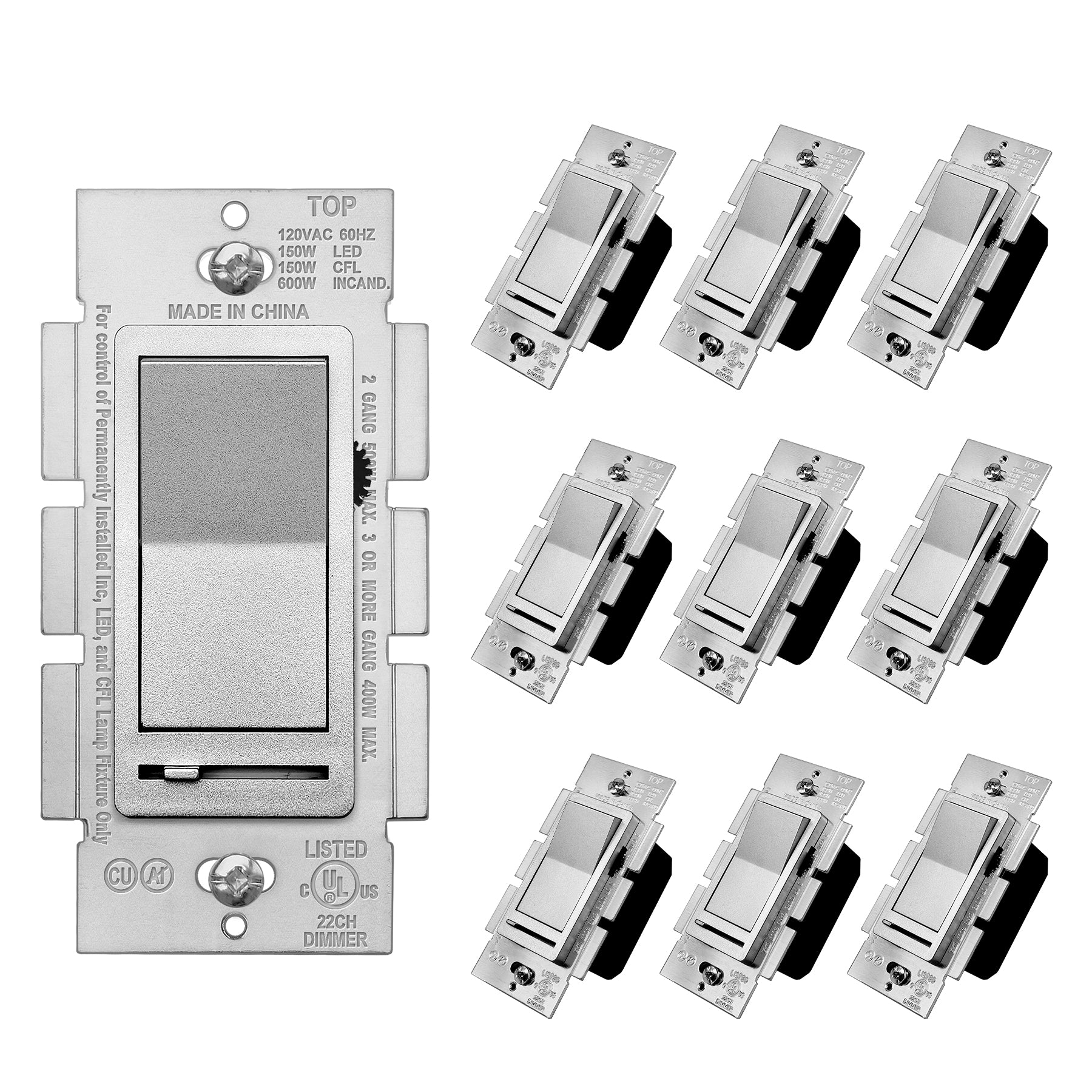 10 Pack] BESTTEN Silver Dimmer Wall Light Switch, Single Pole or 3-Wa –  BESTTEN US