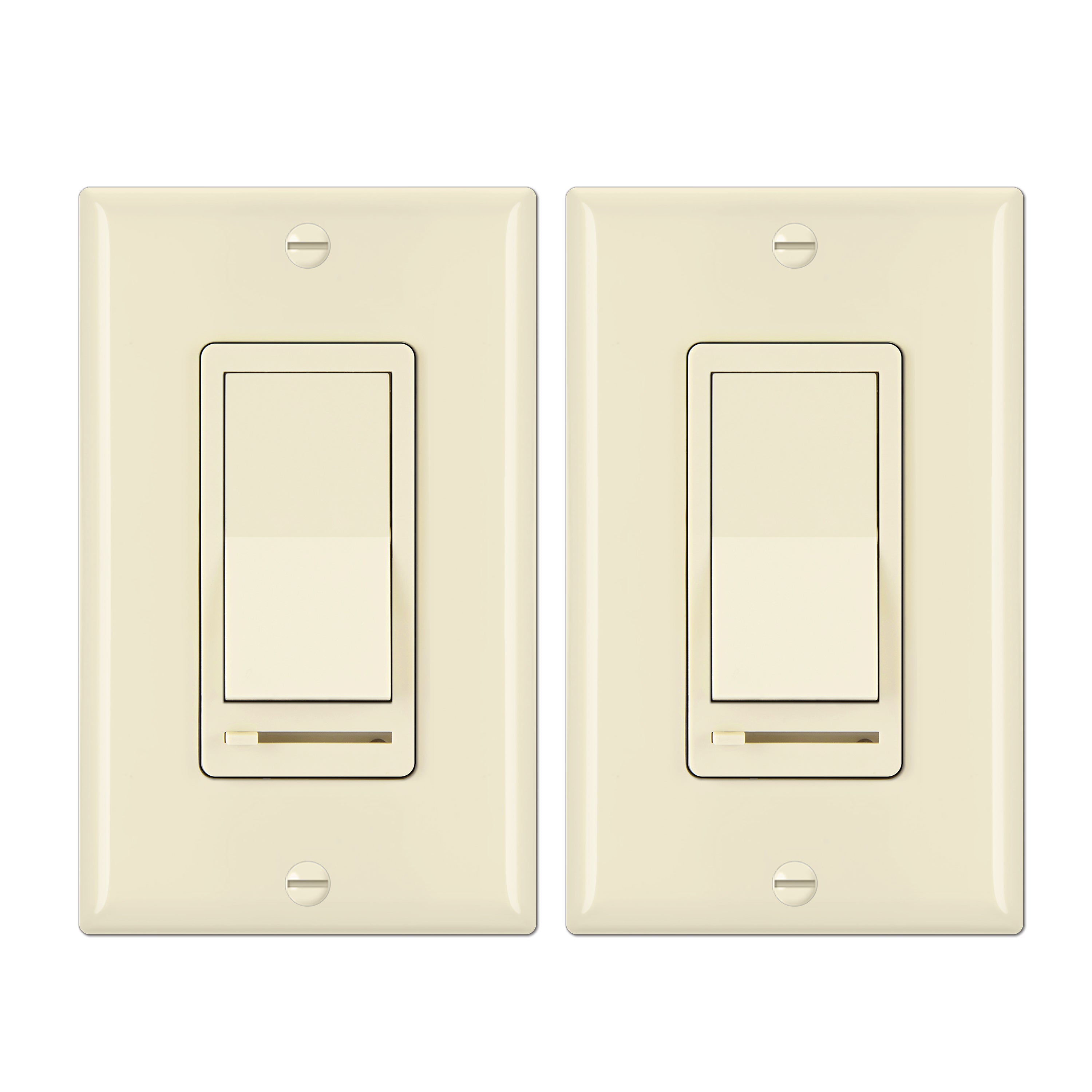 [2 Pack] BESTTEN Almond Dimmer Wall Light Switch, Single-Pole or 3-Way,  Compatible with Dimmable LED, Incandescent, Halogen and CFL Bulbs,  Wallplate Included, UL Listed
