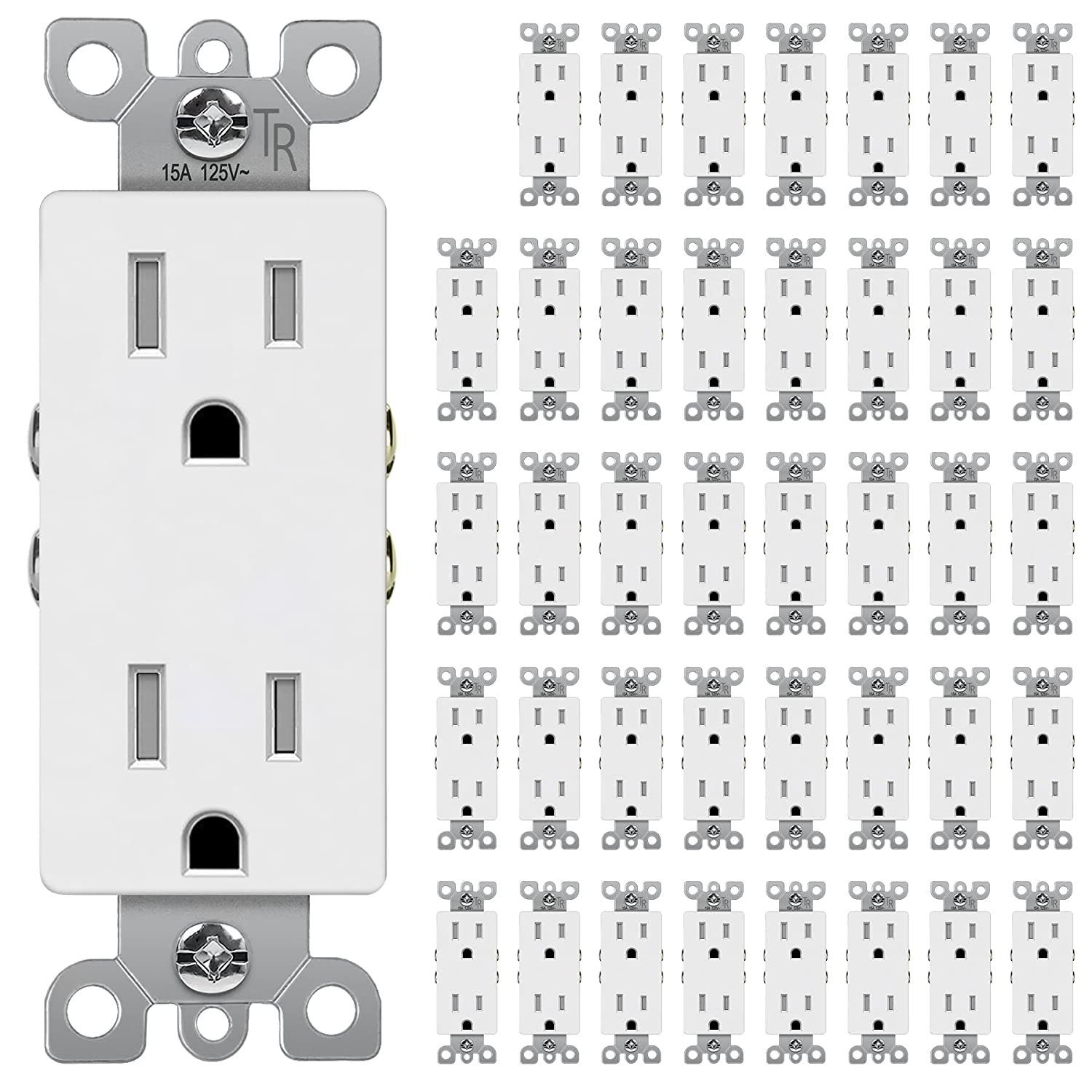 40 Pack] BESTTEN 15 Amp Decorator Electrical Wall Receptacle Outlet, –  BESTTEN US
