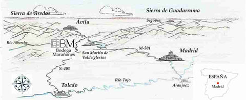 Mapa de la situación geográfica de la Bodega Marañones