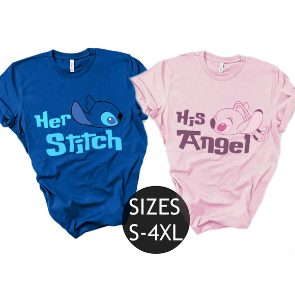 stitch and angel couple shirt
