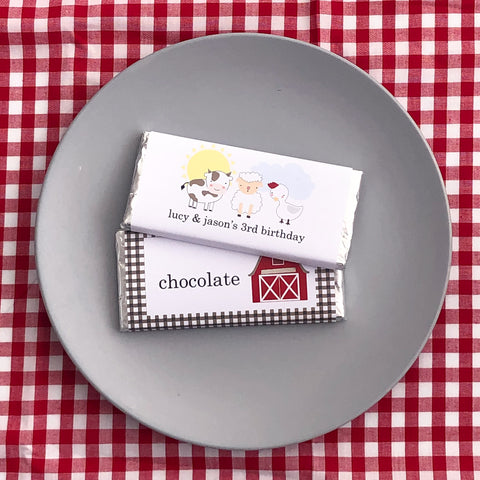 Farm Theme Chocolate Bars for Party - The Printable Place