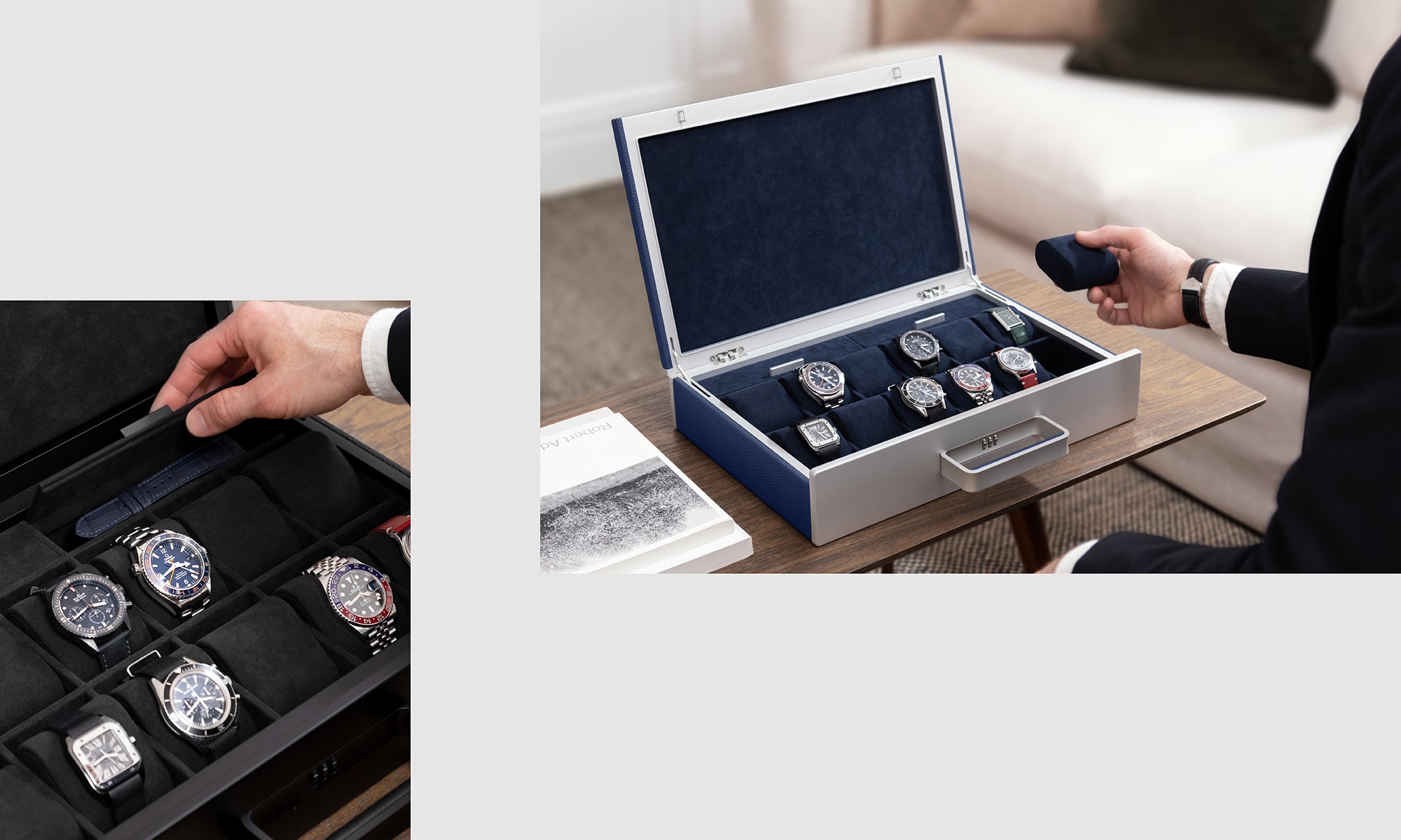 Mackenzie Watch briefcase holding luxury watch collection lifestyle shot