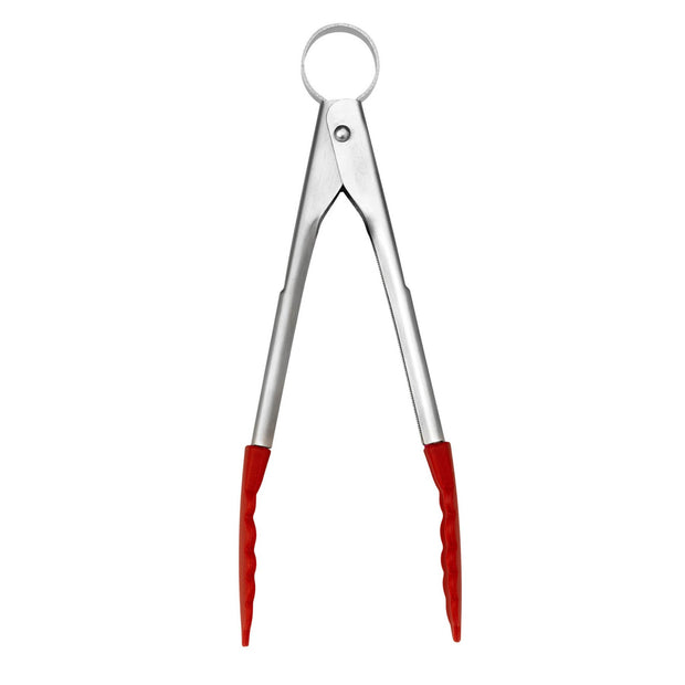 Dynamic 12 Locking Tongs with Silicone Heads, Red