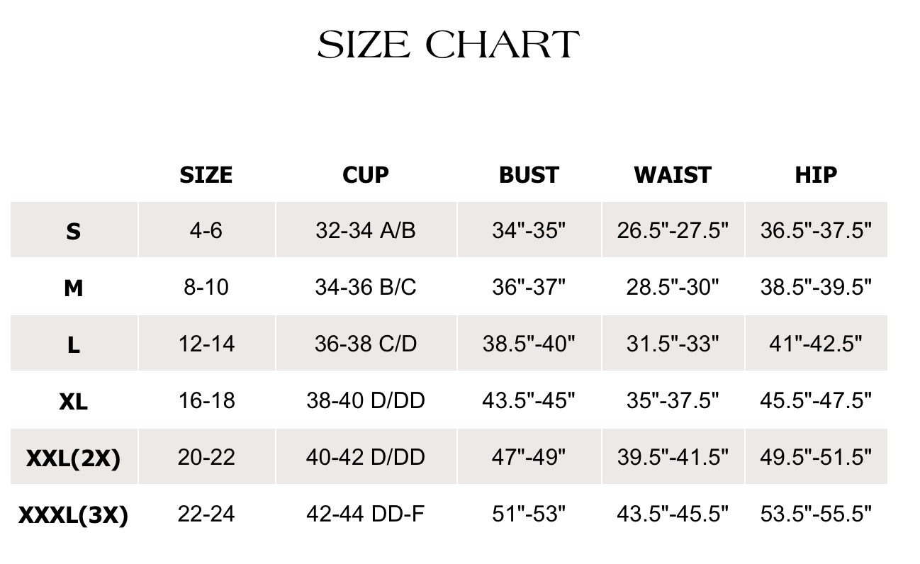 Kilo Brava Size Chart – Curvaceous Lingerie