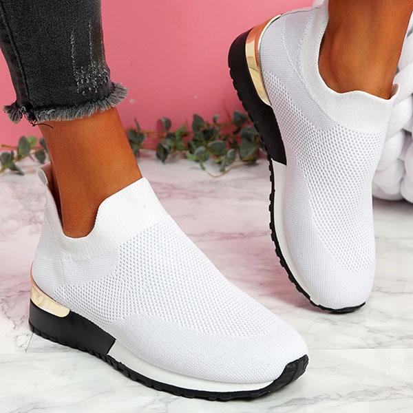 Fyshare Womens Daily Slip-on Solid Color Sneakers Fashion Running Shoe