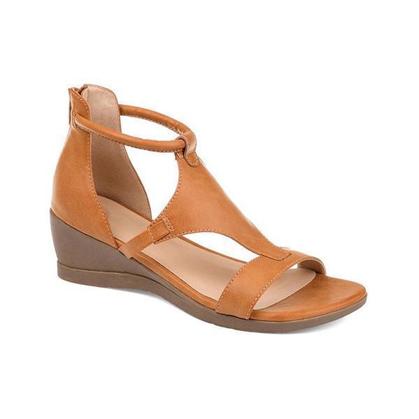 Fyshare Womens Casual Daily Open Toe Cutout Wedge Sandals