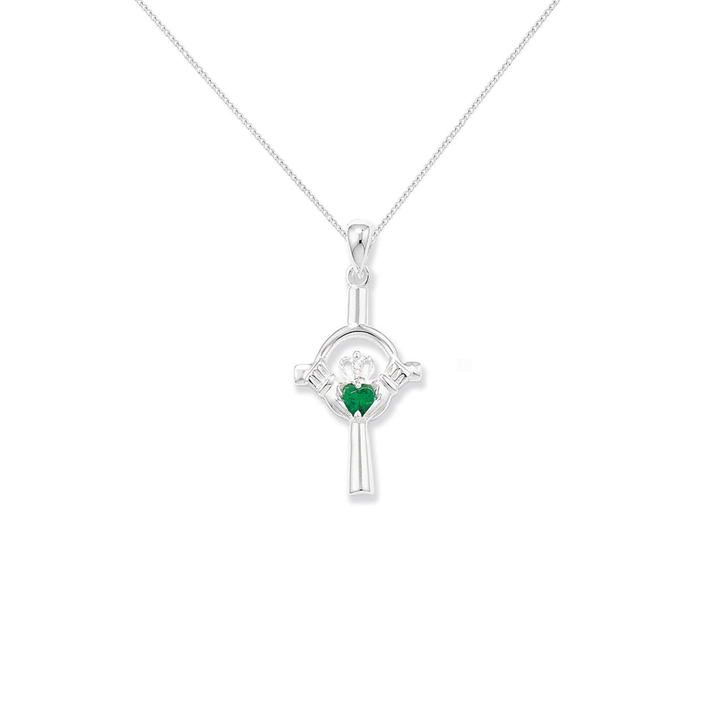 14K Gold Diamond & Emerald Claddagh Pendant & Chain – Celtic Collections