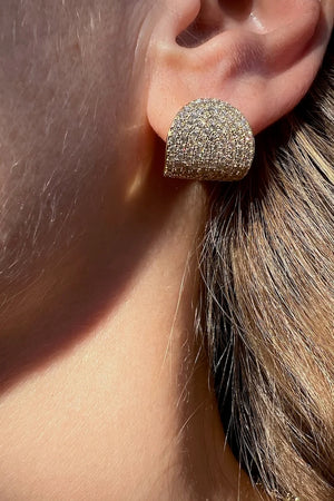 Pave Arc Studs in Gold - Haley Solar