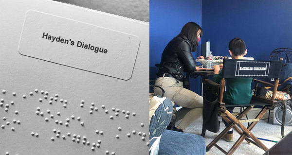 Collage of braille script and onsite schooling