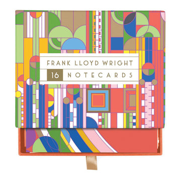 Frank Lloyd Wright Designs Notecard Boxed Set, box top with drawer slightly open
