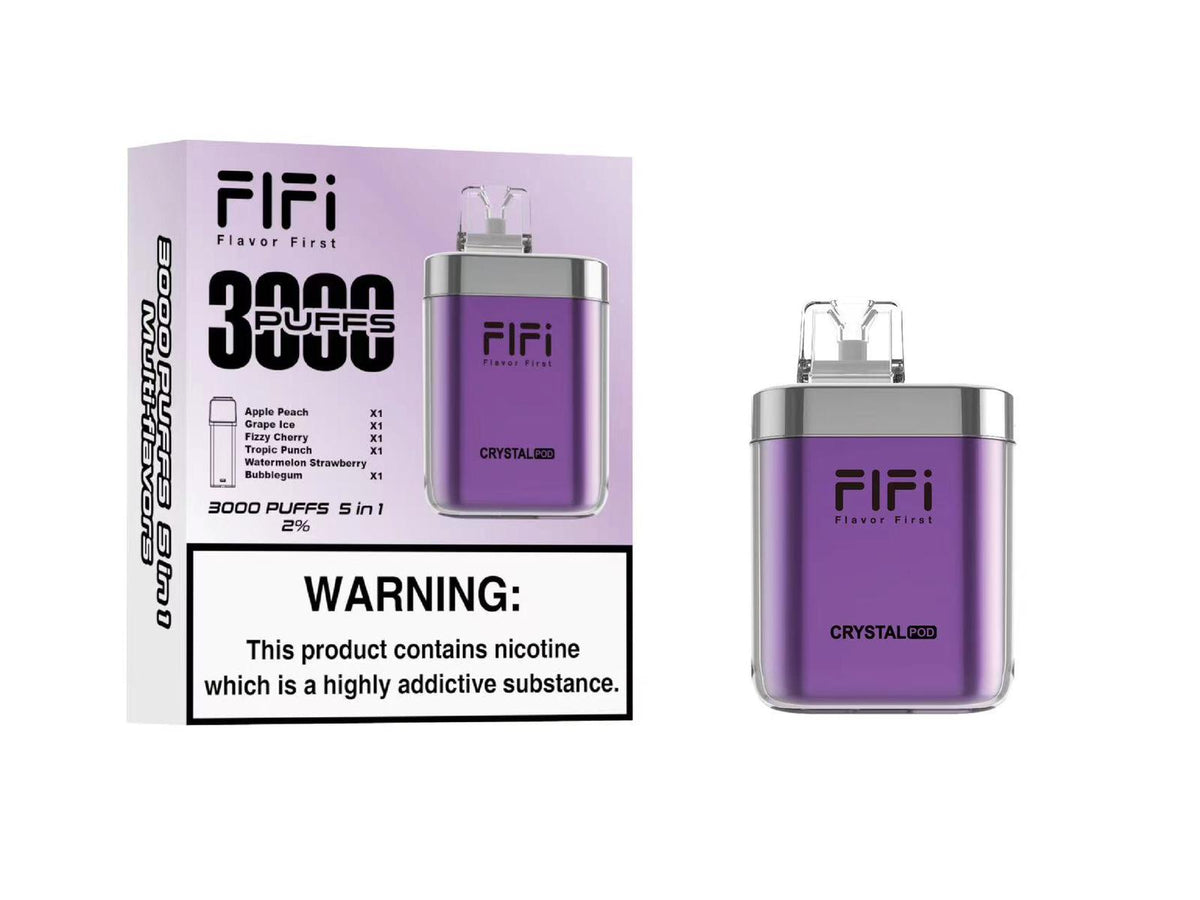 FiFi Crystal Pod 3000 Puffs Disposable Vape Pod 5 in 1 - Box of 5 - Mcr Vape Distro