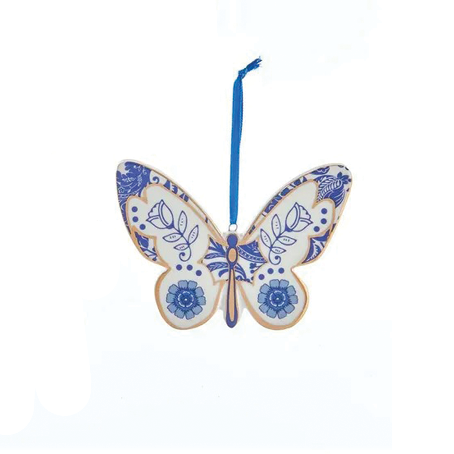 Ornament Butterfly Blue & White Isla