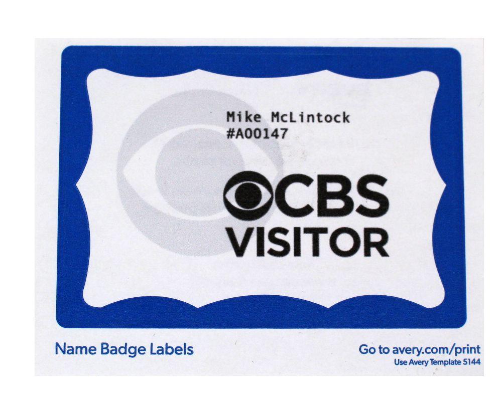 VEEP: Mike's CBS Visitor Name Badge Label