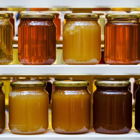 different jars of honey
