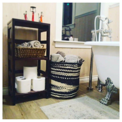 Decorative storage basket for bathroom