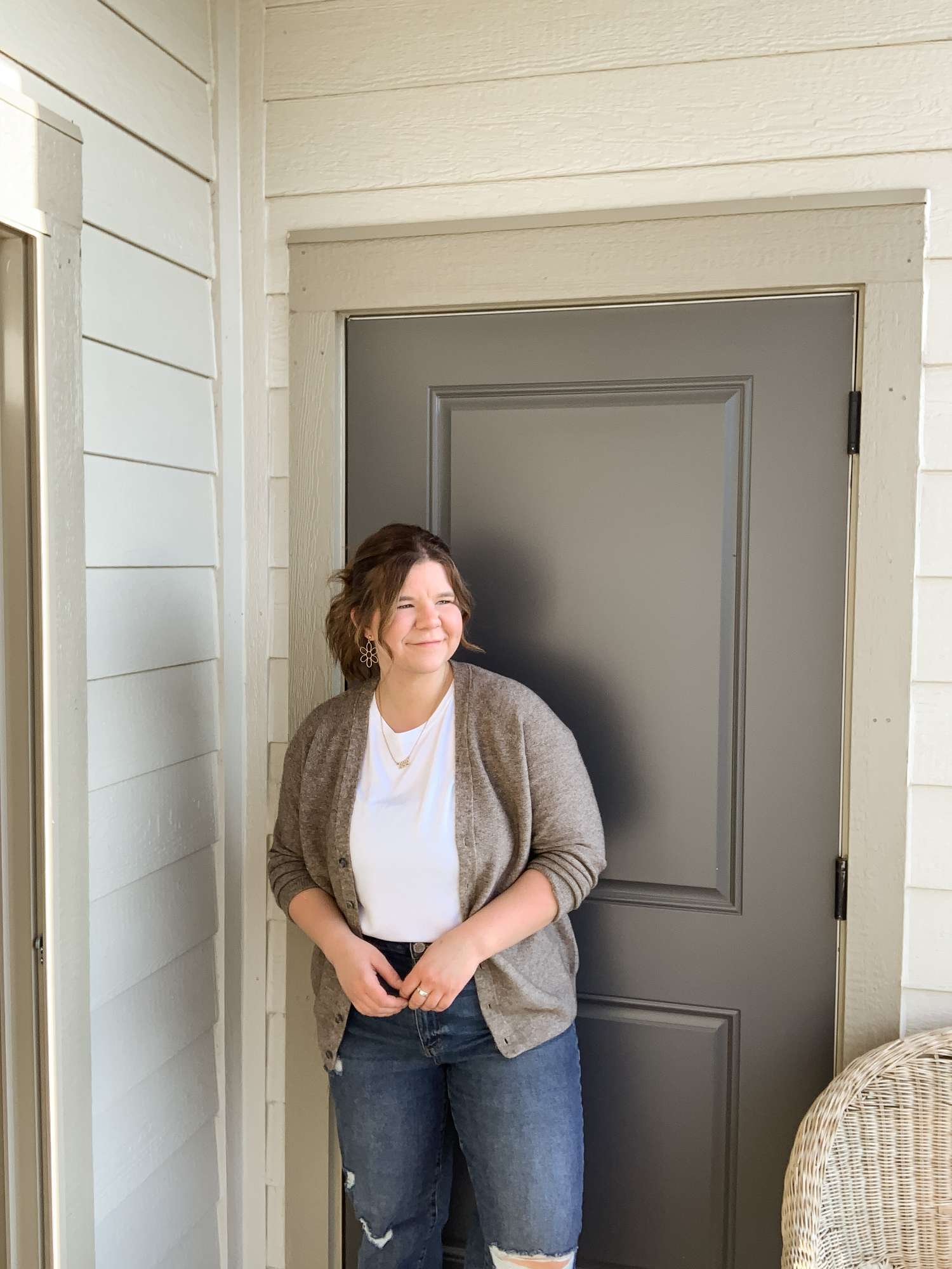 Oliver Charles - Simple Everyday Outfit: Blue Jeans, White Tee, And An Oliver Charles Cardigan