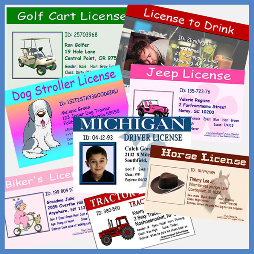 custom kids fake driver's licenses