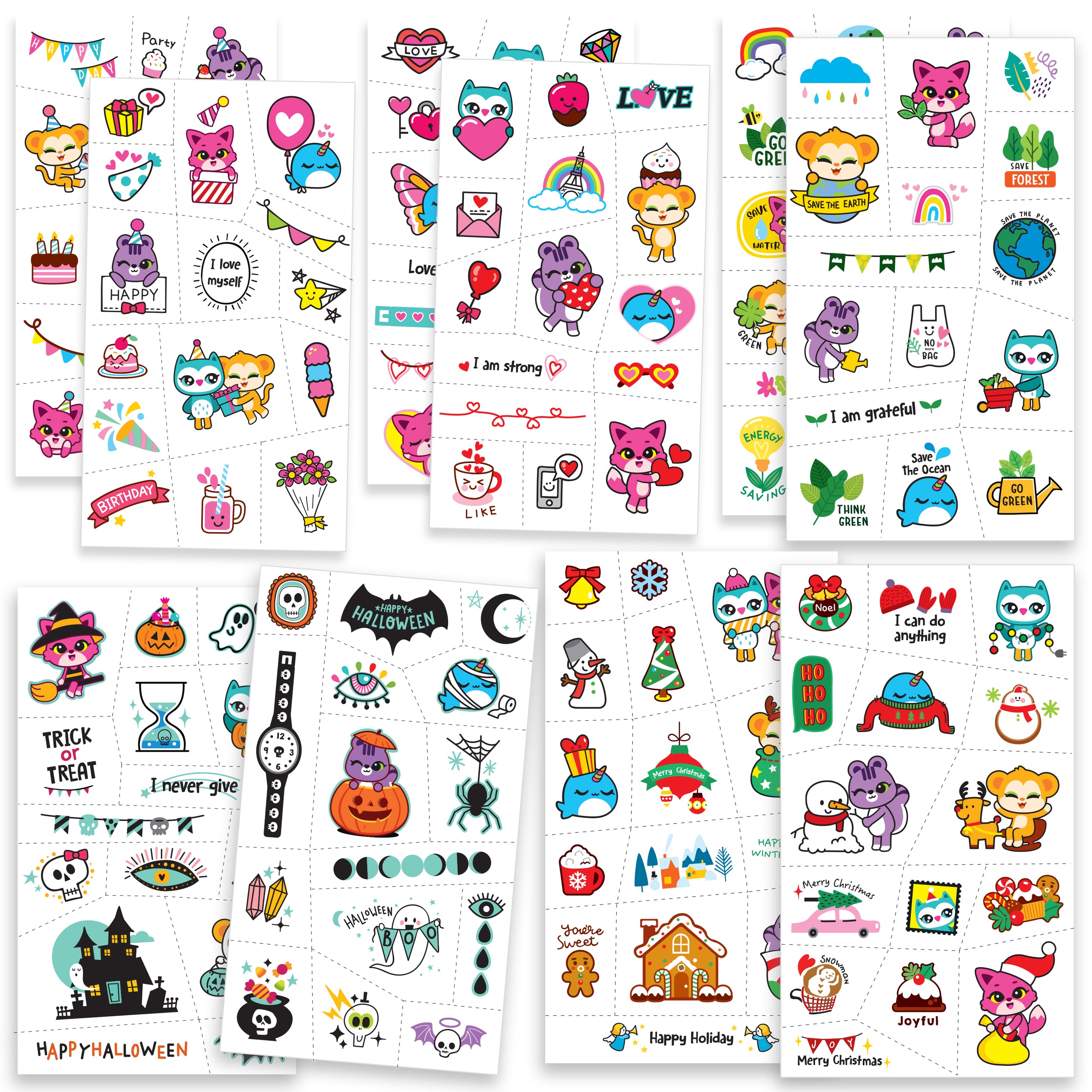 Temporary Tattoos for Kids (10 sheets/150 pcs inside) — SUYONCollection