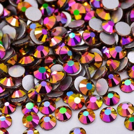 Gold Lt Rose Glass Rhinestones