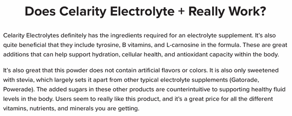 Celarity Electrolyte + Review