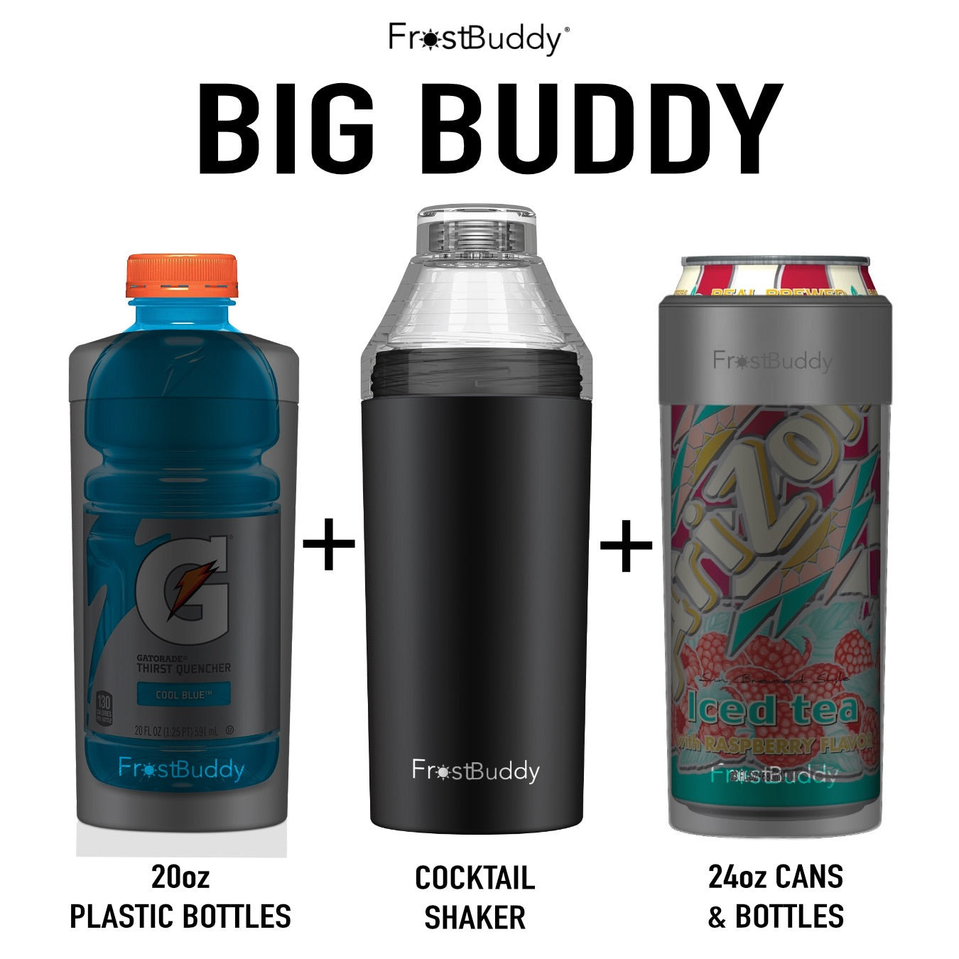 FrostBuddy® Stainless Steel BIG BUDDY | 20OZ BOTTLE COOLER | COCKTAIL SHAKER