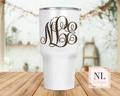 Monogram Leopard Glass Tumbler – Cute As A Rustic Button