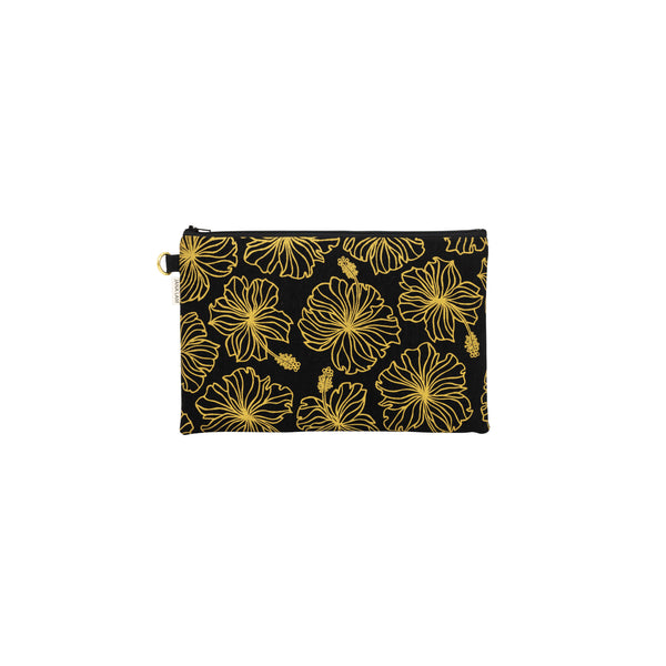 Petite Envelope Clutch • Hau • Gold on Black Fabric – Jana Lam Hawaii