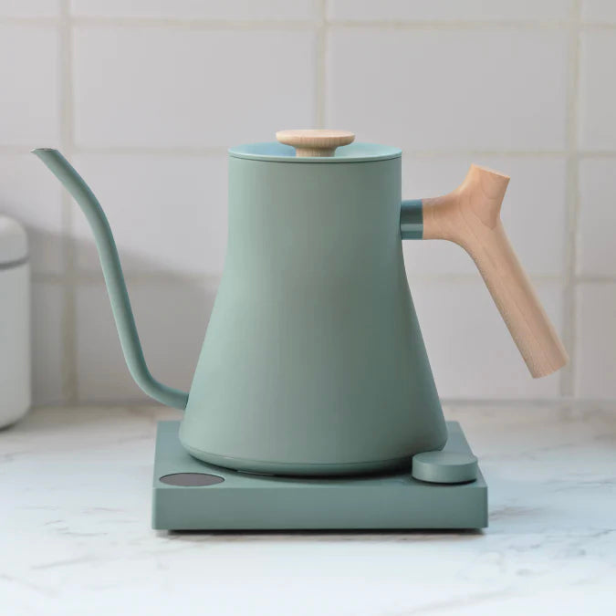 Fellow Stagg EKG Electric Kettle - Smoke Green with Maple byt the You Barista Coffee Company UK London Surrey