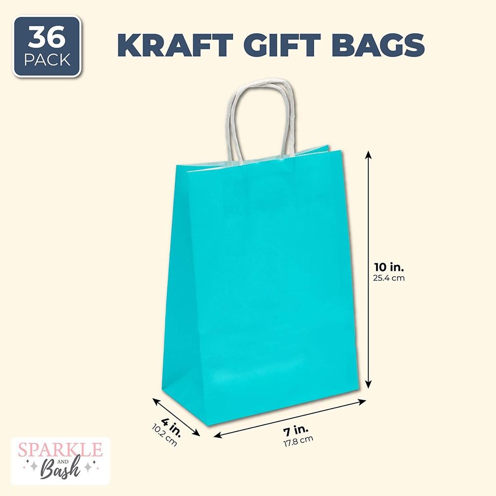 Hallmark 13 Large Paper Gift Bags (Pack of 6 - Turquoise & Kraft) for Birthdays, Easter, Weddings, Mother's Day, Baby Showers, Bridal Showers or