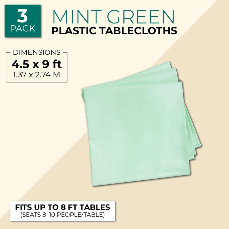 Sparkle And Bash Mint Green Plastic Rectangle Party Table Cloth Cover