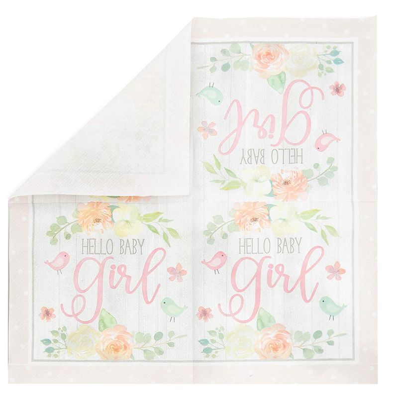 Hello Baby Girl Napkins for Shower Party (6.5 x 6.5 In, 100 – Sparkle and Bash
