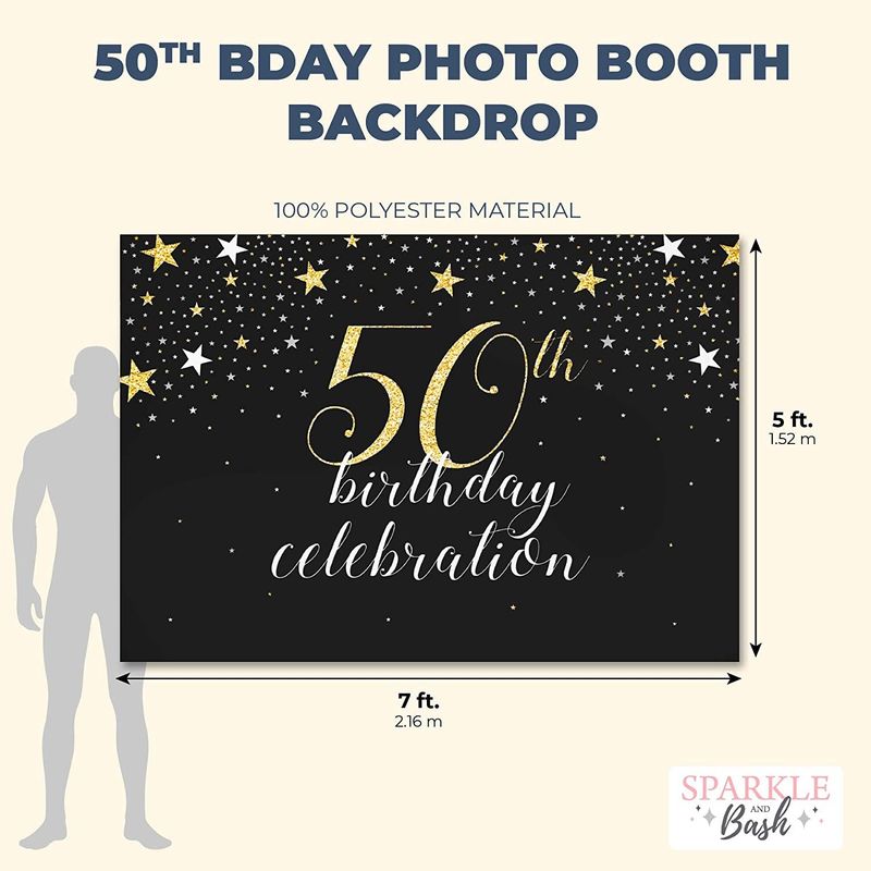 50th Birthday Photo Booth Party Backdrop (5 x 7 ft)