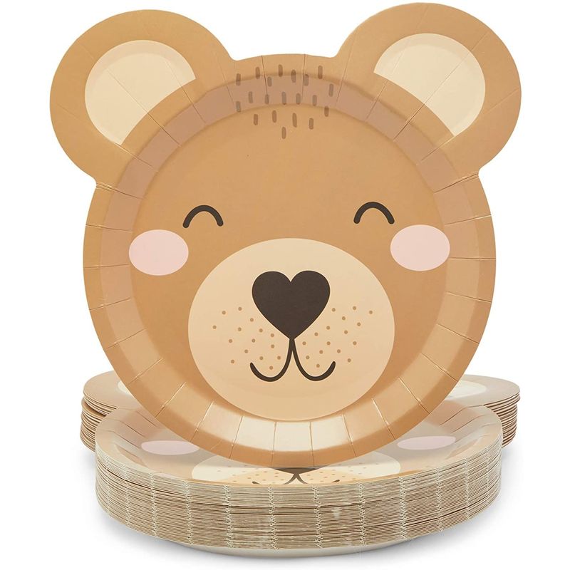Teddy Bear Paper Plates for Baby Shower Decorations (9 x 10 In, 48 Pac â Sparkle and Bash