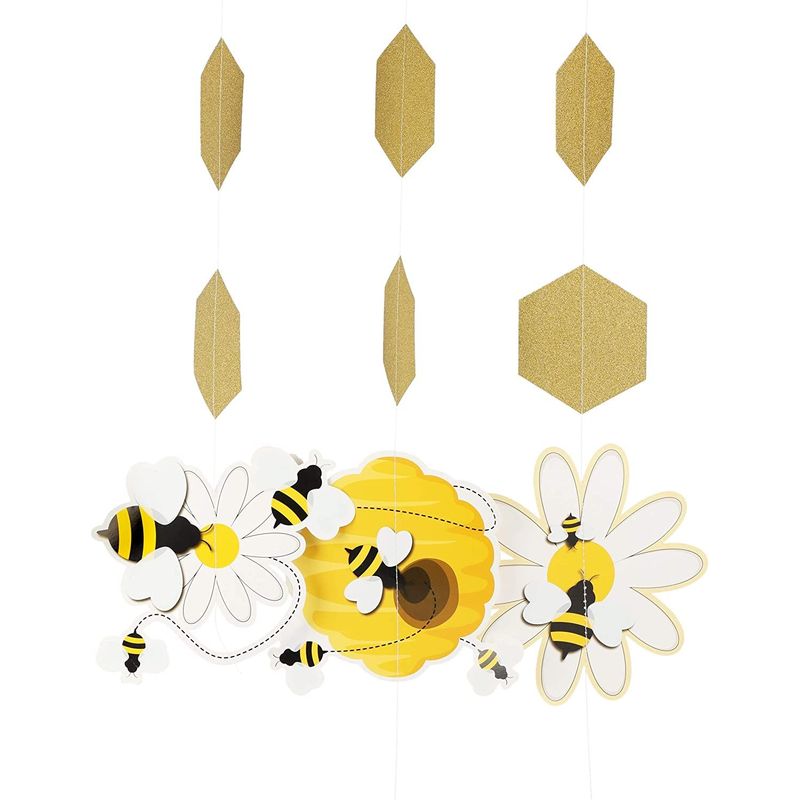 Bumble Bee Baby Shower Hanging Decorations Yellow Gold 90 Inches 1 Sparkle And Bash