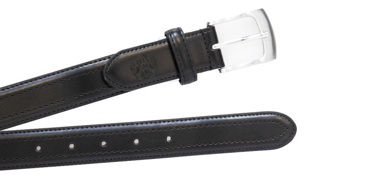 Black Classic WH Belt with Stitching – William Hunt Savile Row