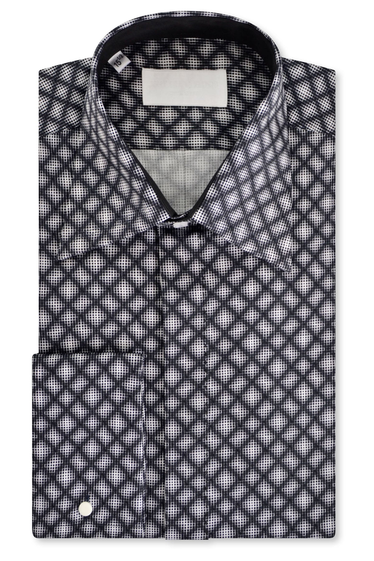 White over Black Geometric Forward Point Collar Shirt – William Hunt ...
