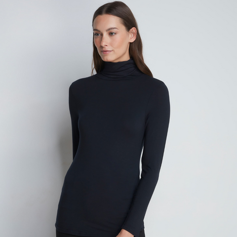 Sustainable Black Roll Neck Top