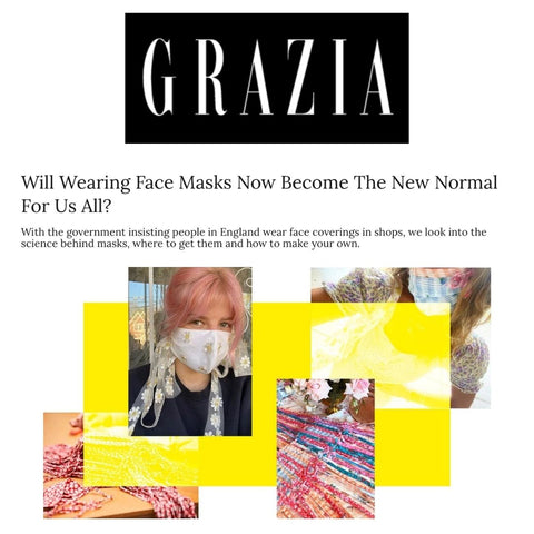 Grazia explique comment les masques faciaux deviennent la nouvelle norme et présente les offres de masques faciaux de Lavender Hill Clothing