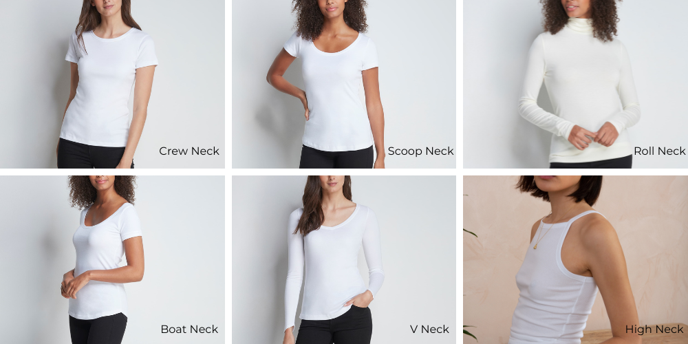 variations de décolleté de t-shirt pour femme