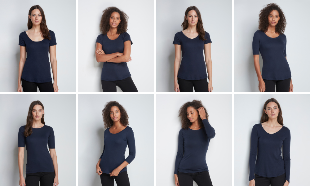 Marineblaue T-Shirts für Damen