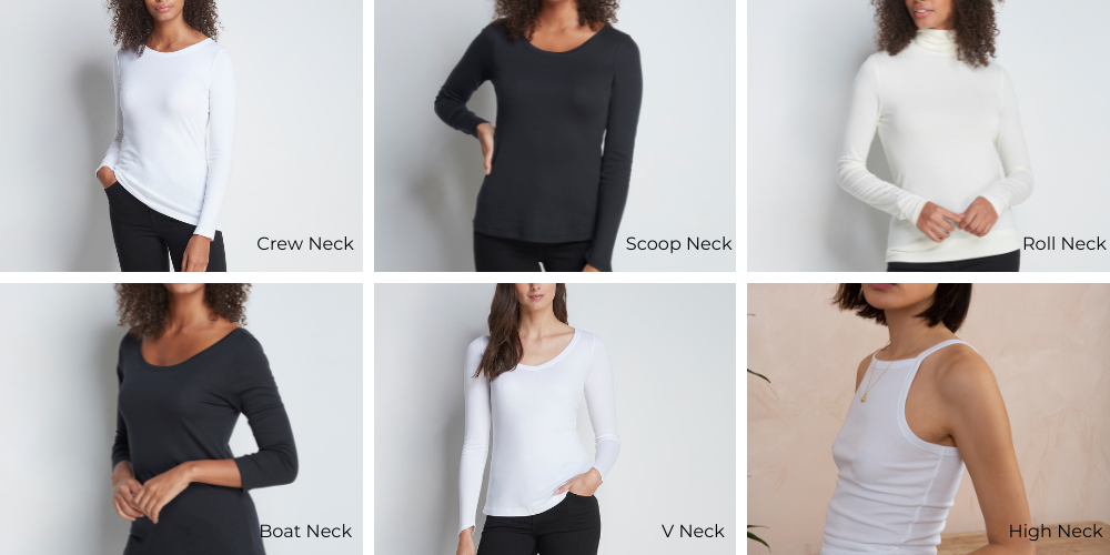 Womens long sleeve t-shirts different necklines