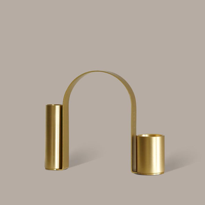 Arch Brass Holder by Black Blaze - A brass, curved ornamental candle holder
