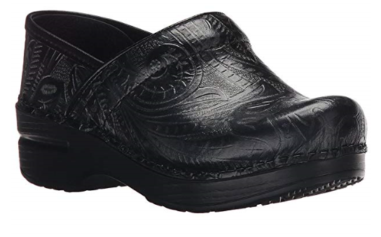 dansko black floral tooled