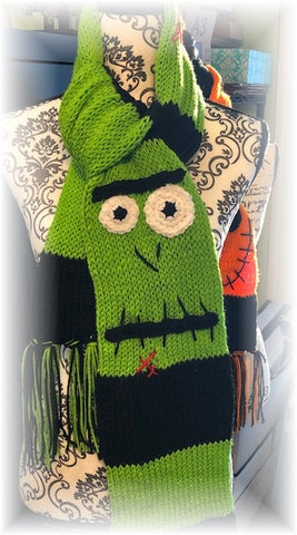 Frankenstein Halloween Knit Scarf by Sharpin Designs